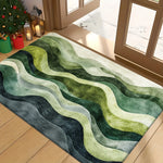 tapis moderne rayures ondulées vert gris imperméable antidérapant bain entrée cuisine exercice oriental 40x60cm