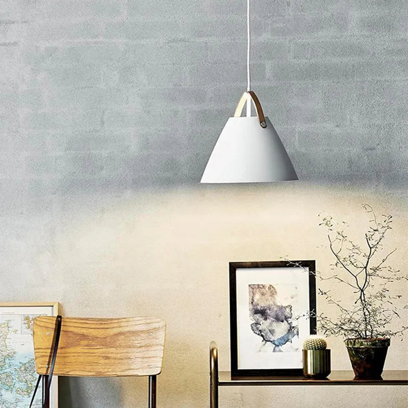 suspension conique moderne opaque alliage noir blanc salon chambre restaurant