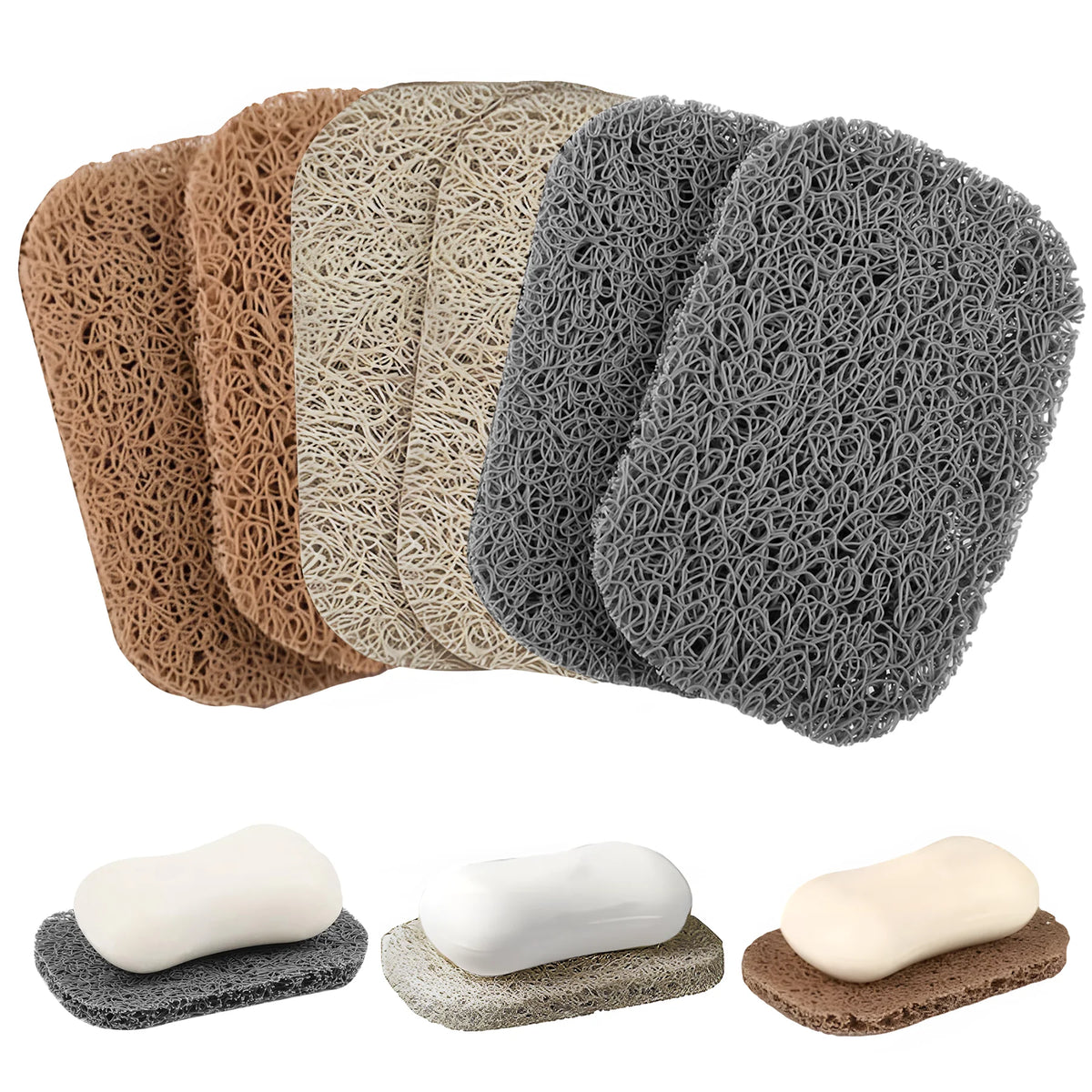 éponges savon antidérapantes auto drainantes adhésives moderne gris beige marron clair fibreuse douche salle