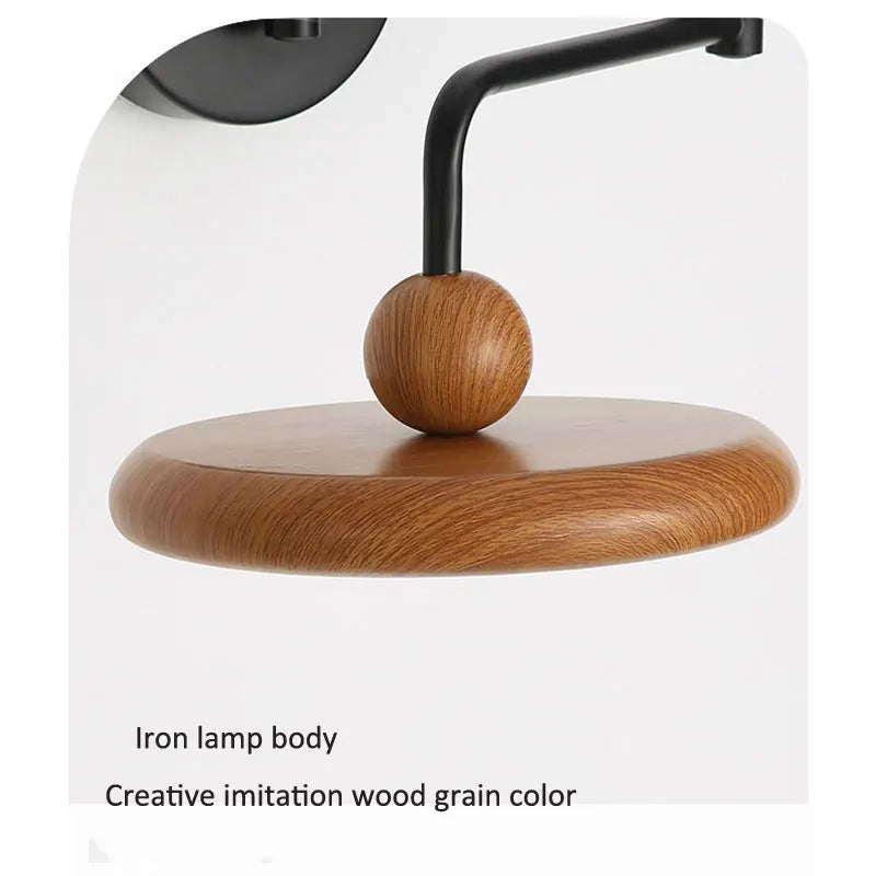 lampe murale moderne noire grain bois fixée chambre entrée étude cuisine