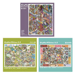 sticker 3d grande taille scène urbaine personnages bâtiments voiture illustration colorée enfants jouet