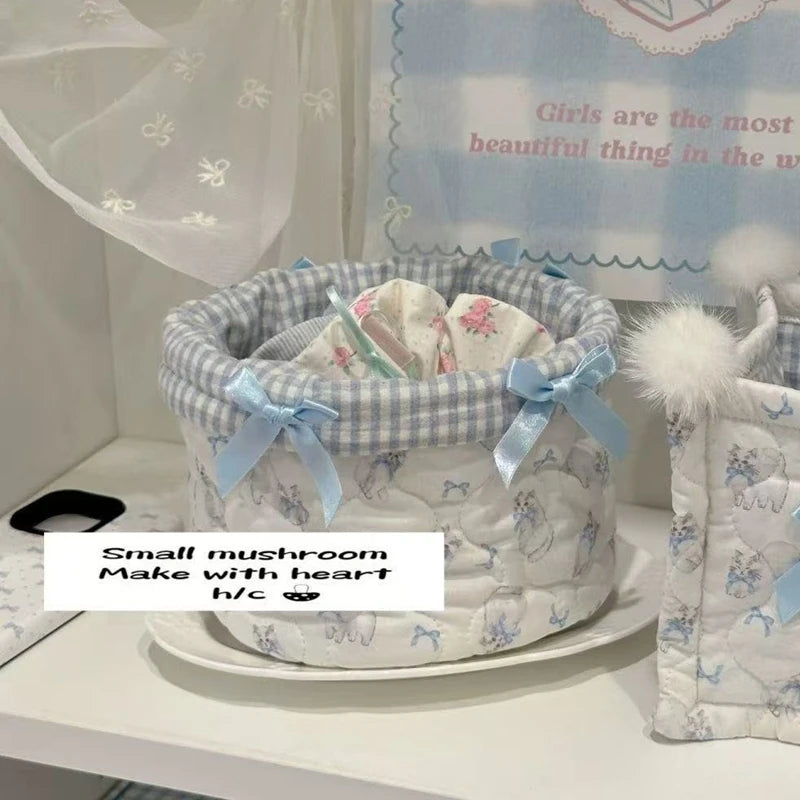 panier rangement coton pliable blanc bleu imprimé animaux utilisation multiple organisation cadeaux