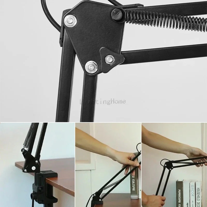 lampe led moderne réglable clip noir table lecture travail étude