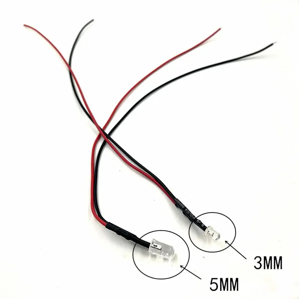ampoules led pré câblées scintillantes 3mm 5mm noir rouge transparents