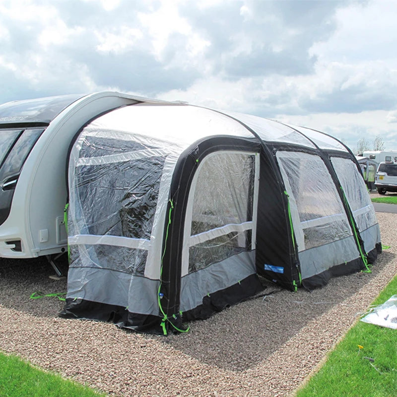 rideaux blancs tente camping transparents imperméables crochets métalliques robustes fixations modernes fonctionnels