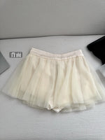 jupe élastique minijupe dessus genou élégante tulle noir blanc féminine chic translucide boutons