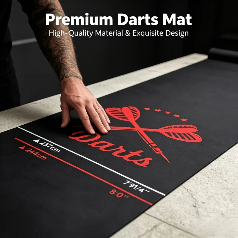 tapis fléchettes darts logo rouge antidérapant polyester moderne noirintérieurextérieur