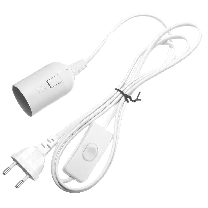 support ampoule e27 noir commutateur câble prise eu moderne sans fixation certification