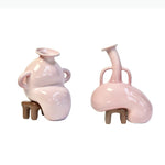 vase décoratif moderne rose marron nuance sculptural asymétrique fixations pied