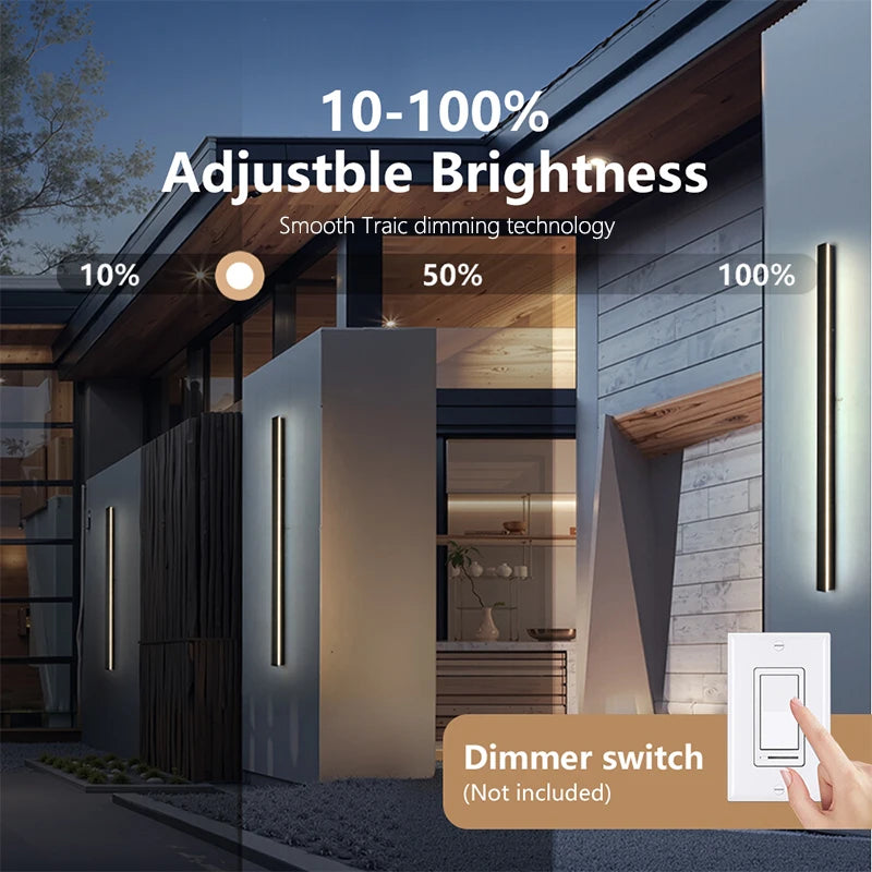 lampe murale led contemporaine noire ip67 gradation 10 100 étanche fixation