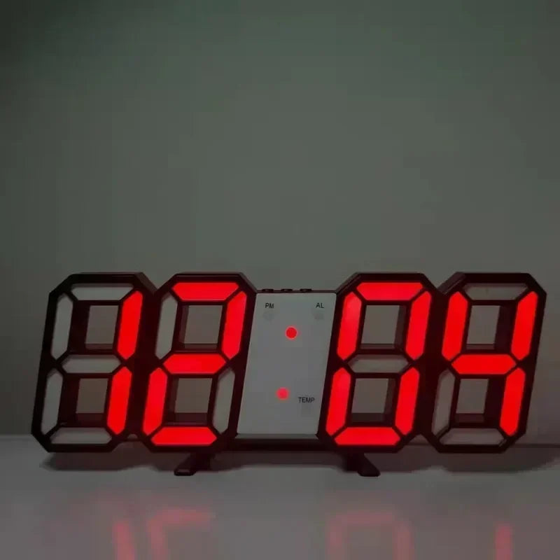 horloge digitale led moderne horaire date minimaliste cubique chiffres imposants