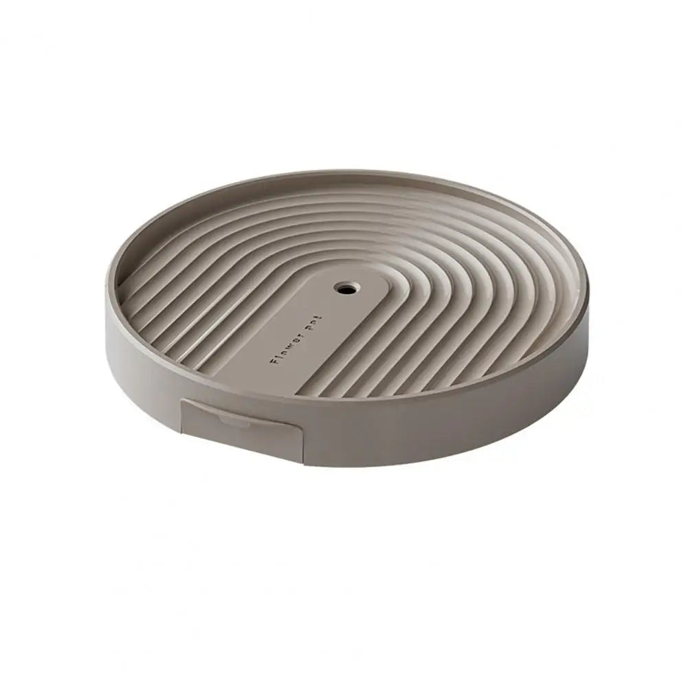 support plante roulettes collecte eau moderne gris clair rayures concentriquesversibleintérieur