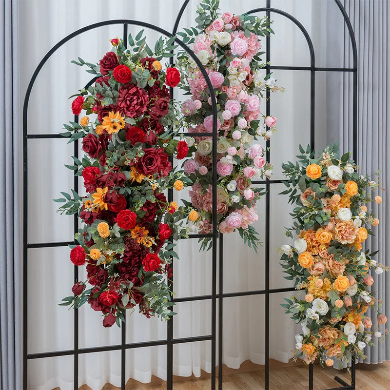 support fleurs artificielles moderne bouquet doré élégant décoration mariage tablecoration métal or rouge blanc