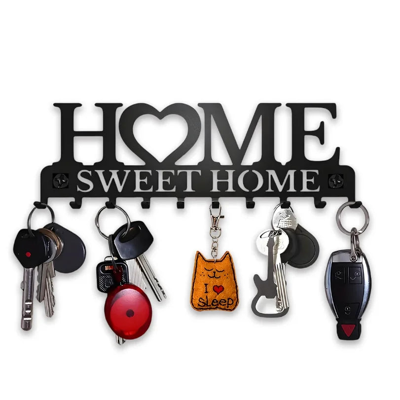 porte clés mural moderne motif sweet lettres dorées noir maison