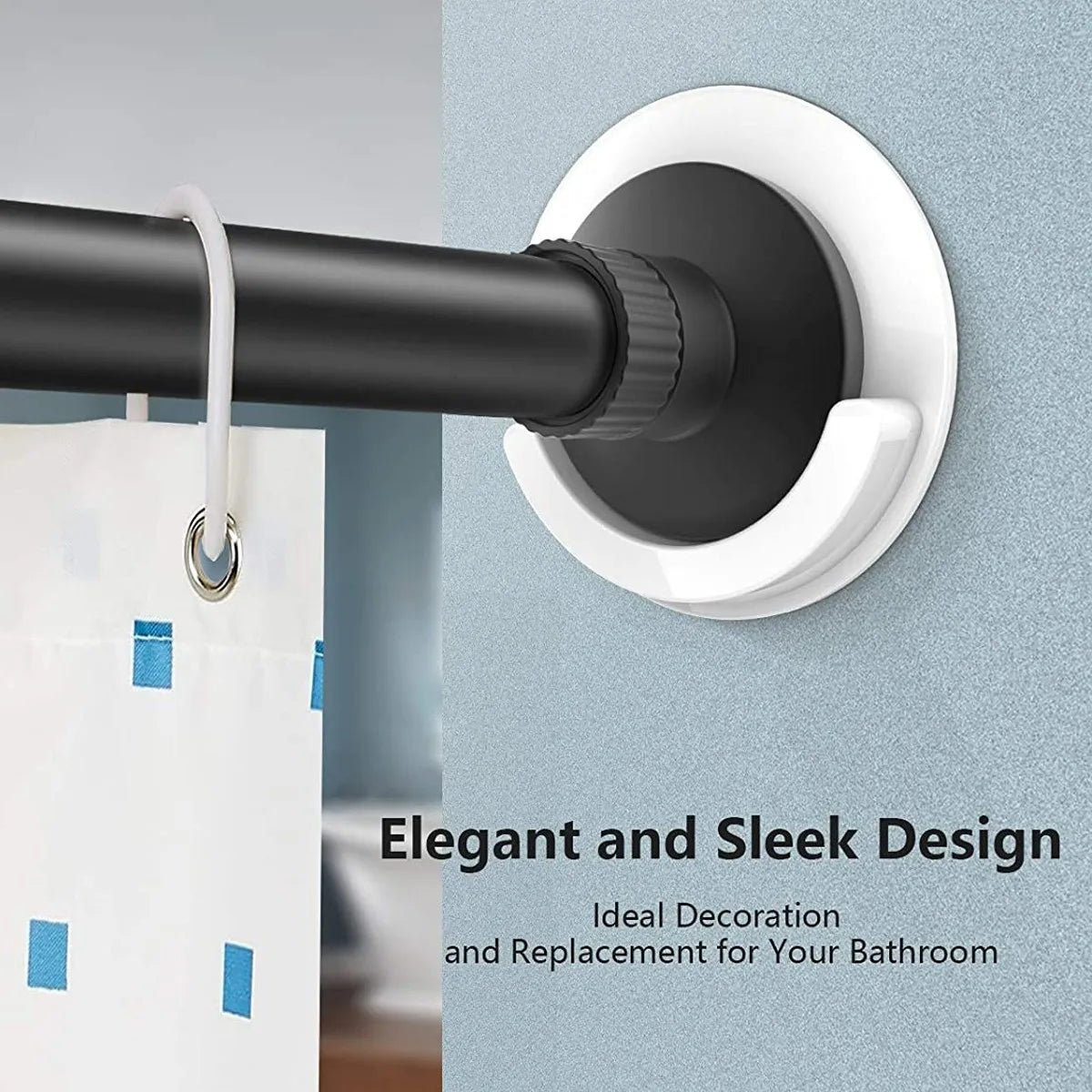 rideau douche transparent moderne fixe adhésif blanc respectueux environnement stickers vis tiges