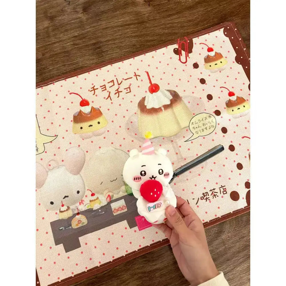 tapis table dessin animé kawaii noël mignon dessert clips beige rouge marron coton polyester