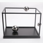 cage billes newton transparente moderne 39cm 31.5cm 25cm billes métalliques