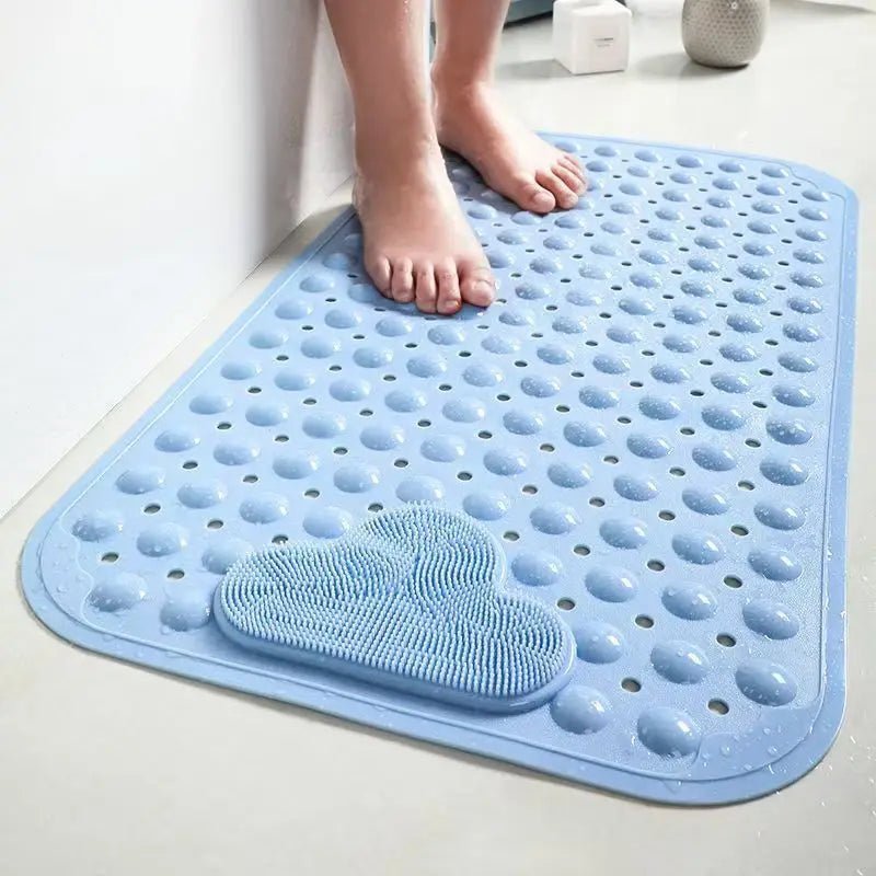 tapis bain antidérapant gris texturé drainage nuage minimaliste adhésif ventouses