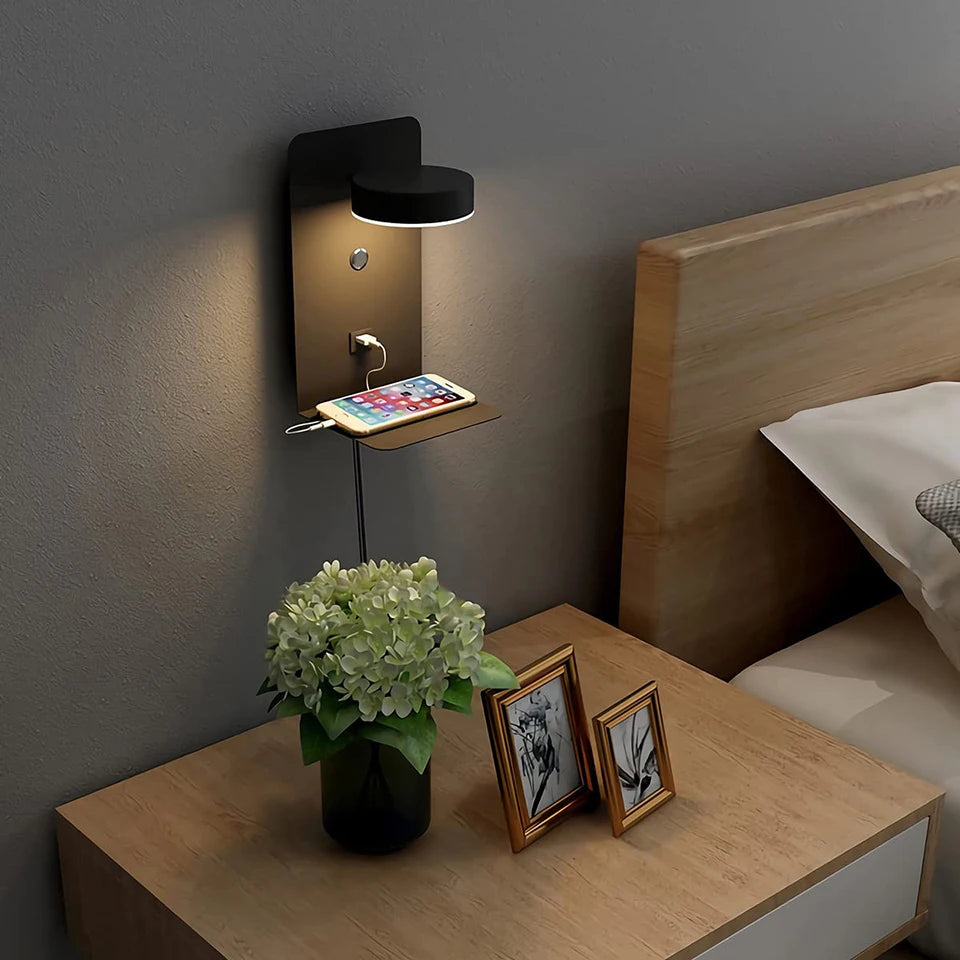 lampes murales modernes étagère usb blanc noir vert minimaliste