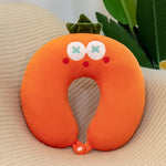 oreiller voyage forme dessin animé souriant coton polyester orange vert bleu rose