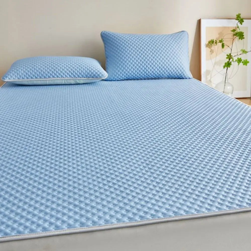 matelas rafraîchissant bleu clair texture géométrique moderne oreiller