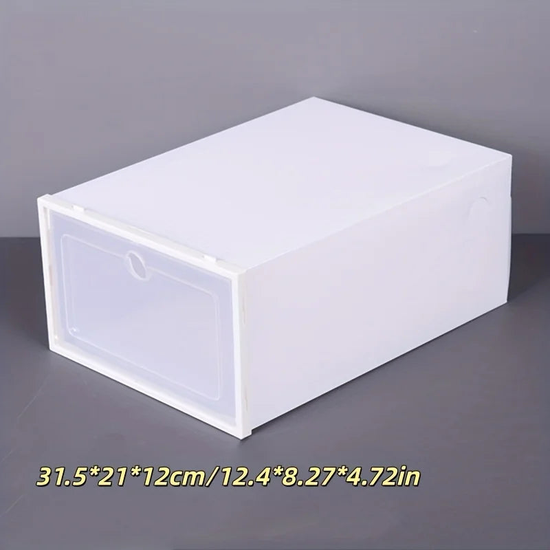 boîtes chaussures transparentes blanc modernes empilables rangement tiroirs anti poussière chambre dortoir