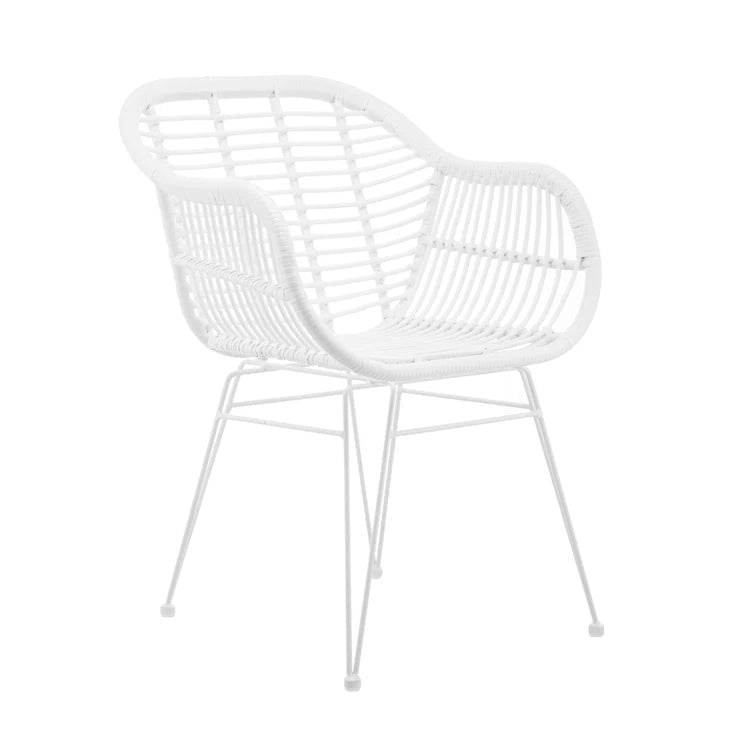 chaise moderne rotin tressée coussin noir blanc beige