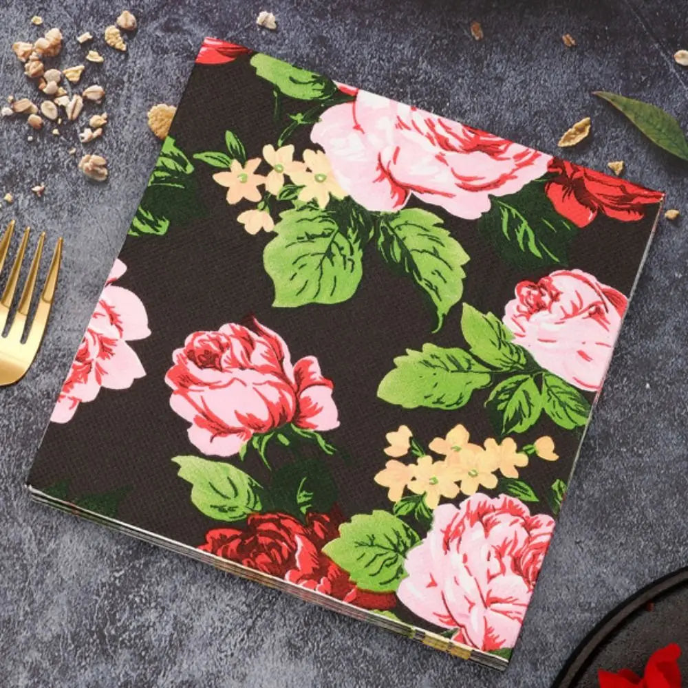 serviettes papier jetables motifs floraux vertes blanches résistantes double couche épaisses modernes événements