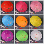 parapluie traditionnel fleurs peintes main rouge rose violet bleu orange jaune vert blanc