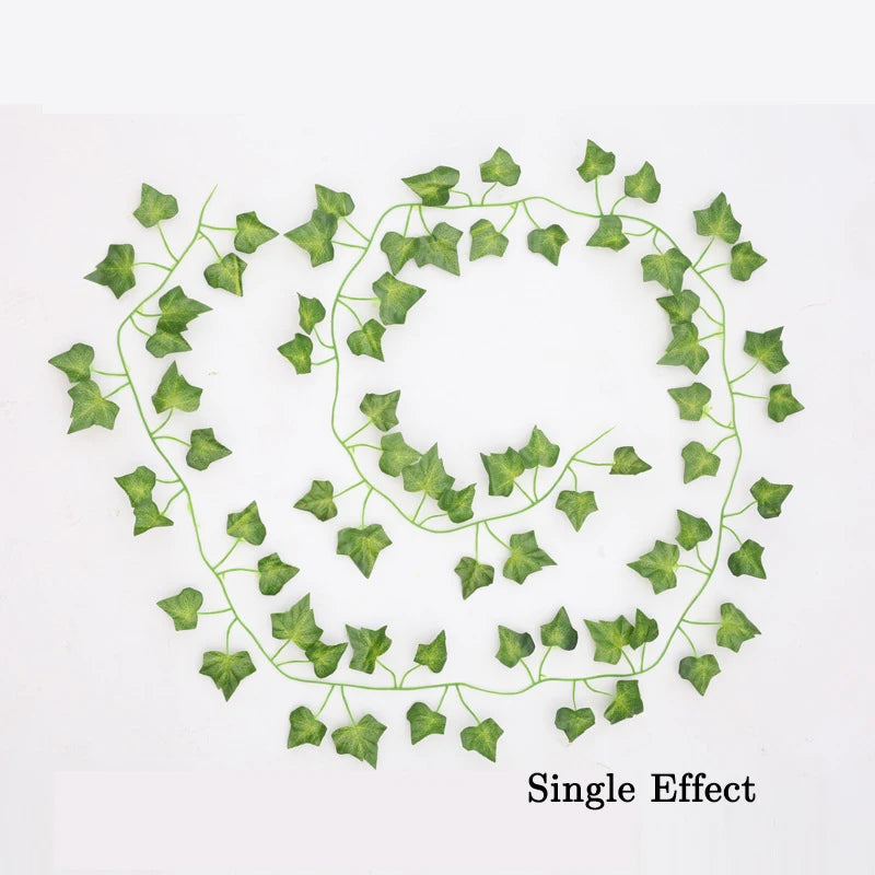 guirlande feuilles ivresse vert vigne artificielle extérieure accrochée naturelle longueur 2.2m 72feuilles