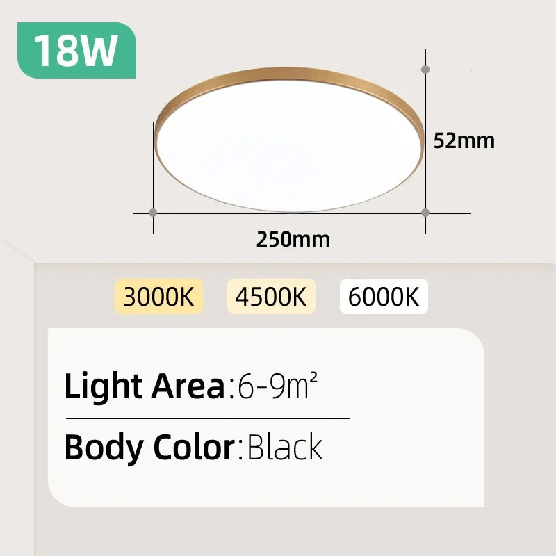 Lampe LED moderne 20W 30W blanc ultra mince éclairage intérieur