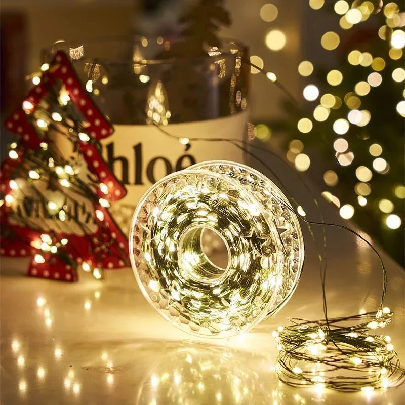 ruban lumineux fil cuivre led vert blanc moderne 10m 20m 5m anniversaire noël mariage