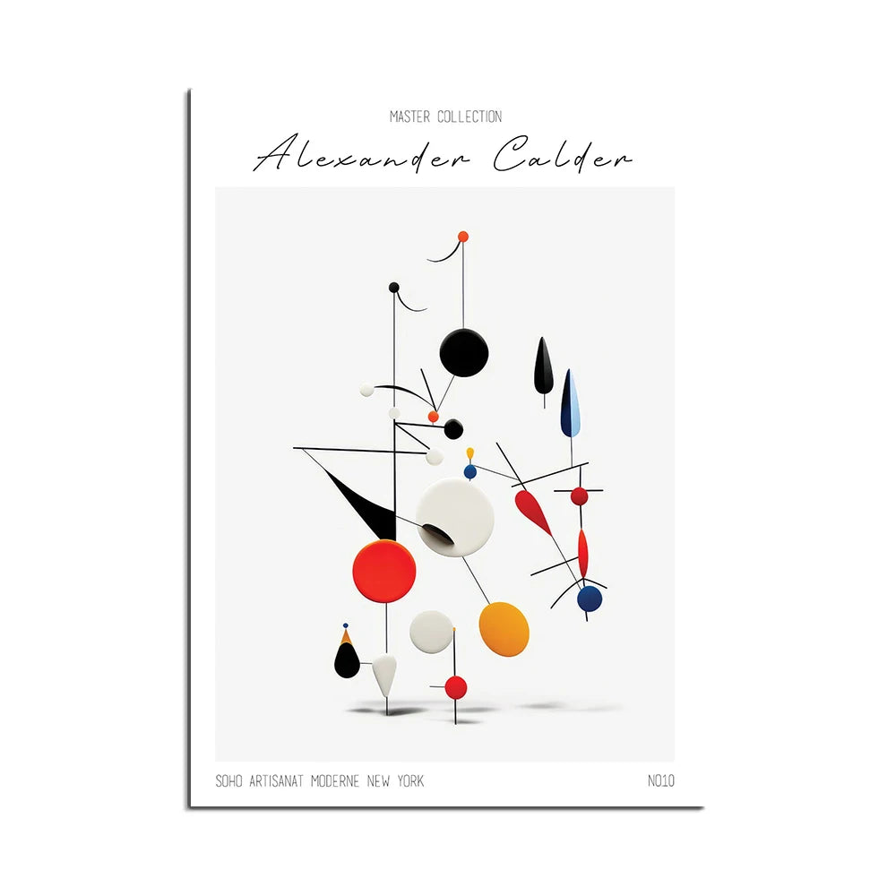 Affiche abstraite minimaliste avec formes et couleurs géométriques.