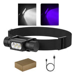 lampe frontale noire led charge usb rohs camping fishing moderne