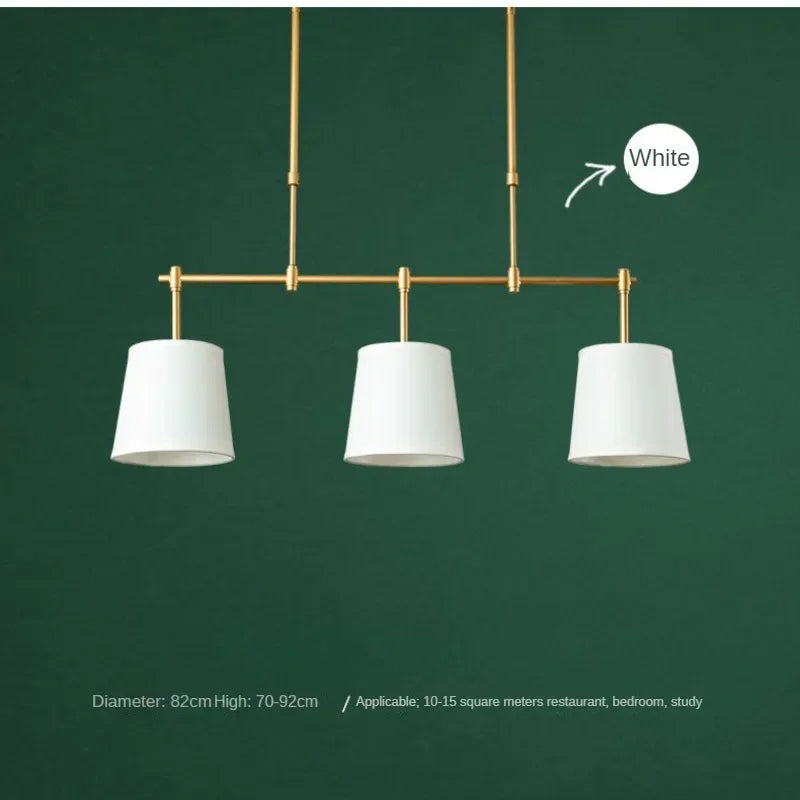 suspension lumineuse moderne lampes or beige tissu uni métal doré 82cm 70 92cm