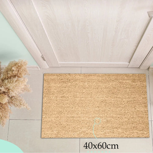 tapis d'entrée personnalisable moderne marron clair bleu texture coco motif maison REAL ESTATE AGENCY