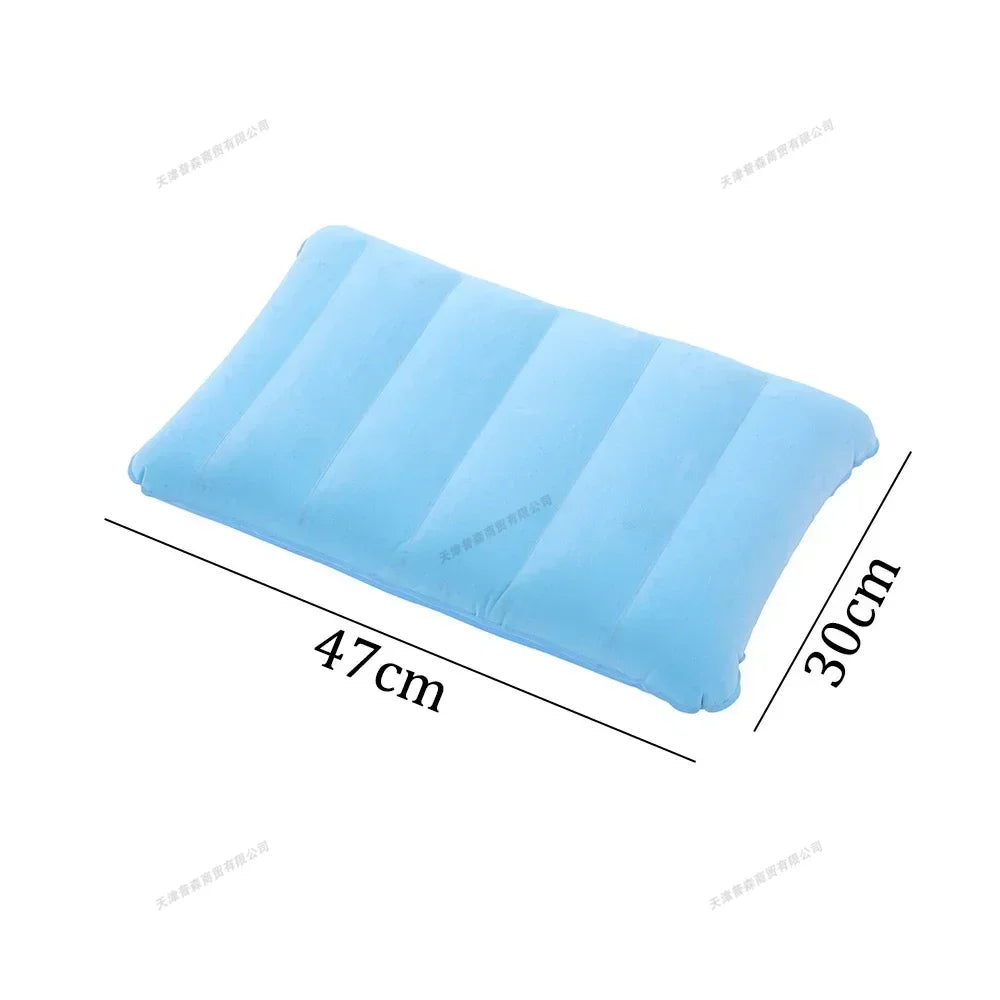 coussin gonflable velours bleu moderne 47x30cm confortable valve gonflage