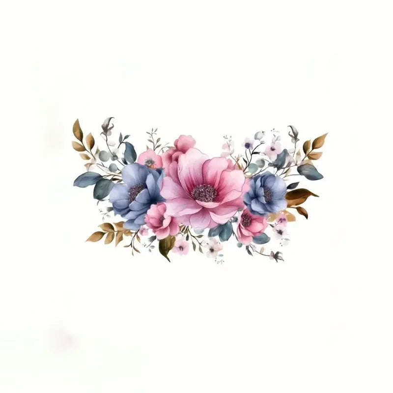 sticker mural floral moderne rose bleu vert décoration intérieure chambre salon adhésif pvc opaque