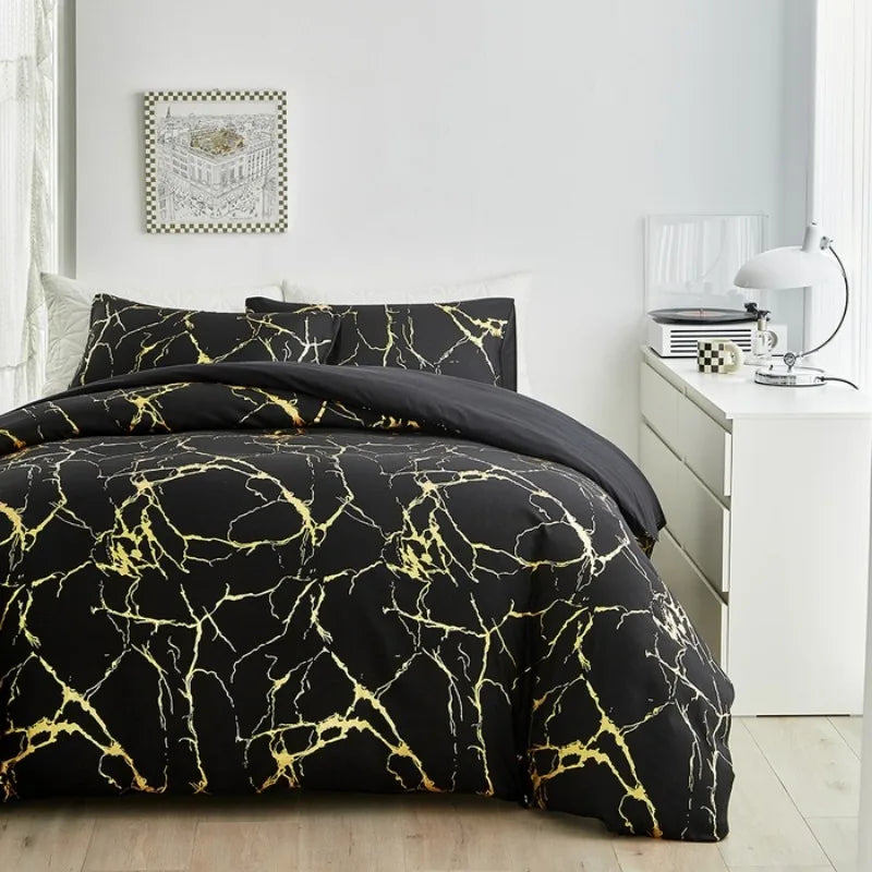 housse couette marbre noire or moderne ensemble literie polyester adultes chambre maison