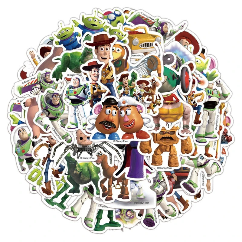 sticker autocollant toy story buzz lightyear woody personnages animation cartoon plastique imperméable bricolage téléphone