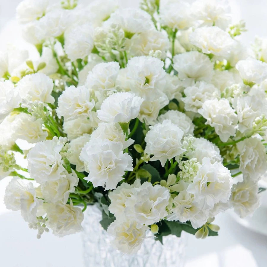 bouquet fleurs artificielles blanc rose bleu cloches vertes moderneintérieurDecorationmariageanniversaire