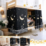 rideau lit étudiant noir étoiles opaques polyester 200x115cm couple spatial
