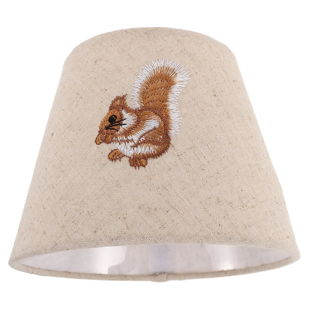 abat jour brodé écureuil beige clair classique tissu texturé opacité compatibles e27 e14