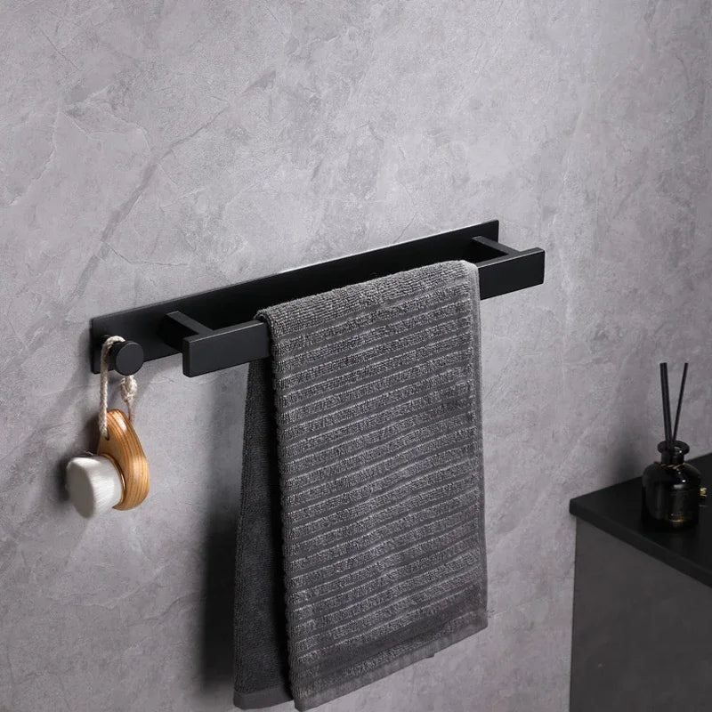 Barre à serviettes acier inoxydable noir argenté