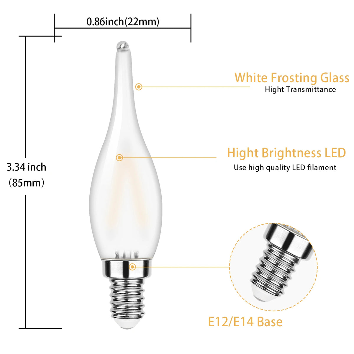 ampoule led transparente blanche 2700k e12 e14 25000h 360deg lumiere moderne salon