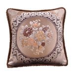 taie d'oreiller polyester broderies florales beige rouge bleu clair marron gris maison hospitalière élégante