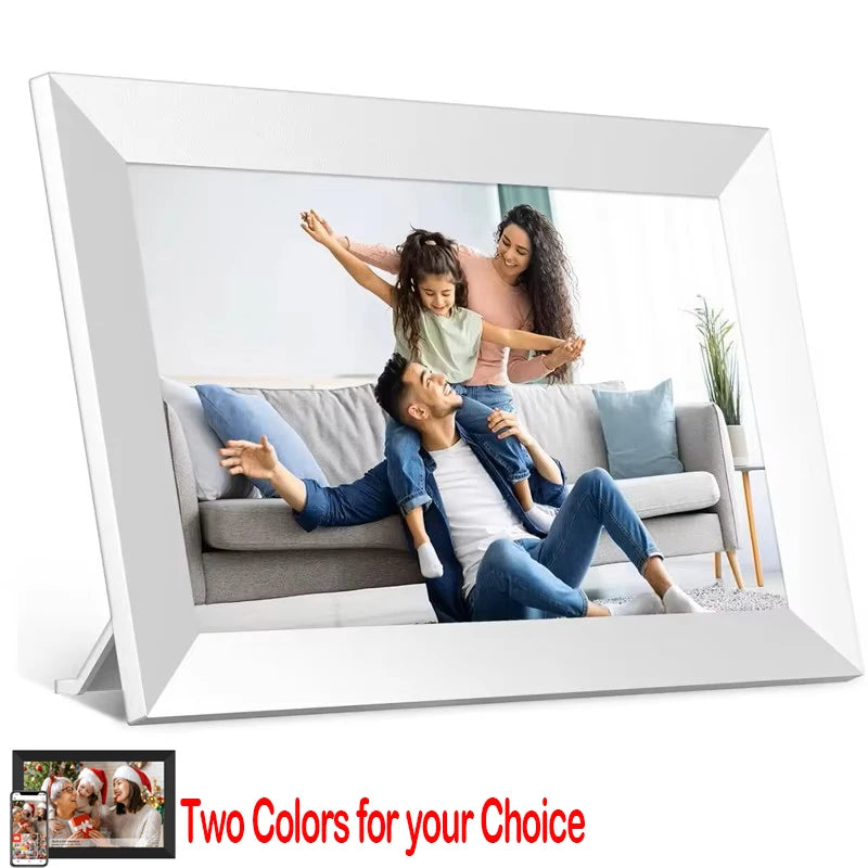 cadre photo numerique ecran tactile wifi 64go 1280x800 ips moderne blanc noir rouge