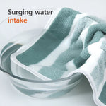 serviette bain polyester coton bleu clair rayures horizontales absorption rapide toilette moderne