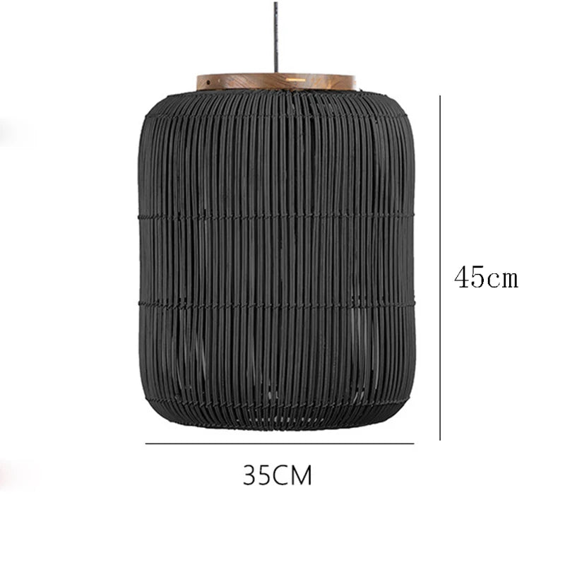 lampe suspendue rattan moderne ampoule filament noir beigeclair chambre salonhôtel