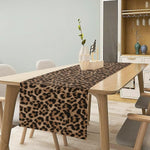nappe lin léopard motifs animaux beige marron noir moderne salon décoration intérieure table chaises